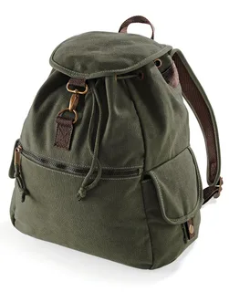 Quadra Vintage canvas rugzak in Vintage Military Green, voorkant