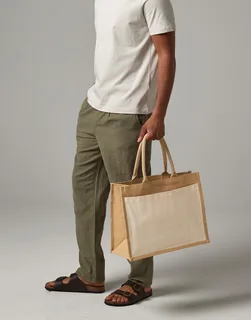 Westford Mill Jute shopper met katoenen vak – foto 4