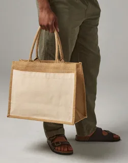 Westford Mill Jute shopper met katoenen vak – foto 3