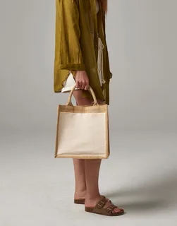 Westford Mill Jute midi shopper met katoenen vak – foto 2