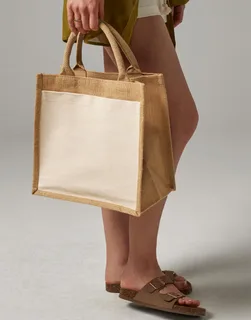 Westford Mill Jute midi shopper met katoenen vak – foto 1