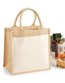 Westford Mill Jute midi shopper met katoenen vak – foto 3