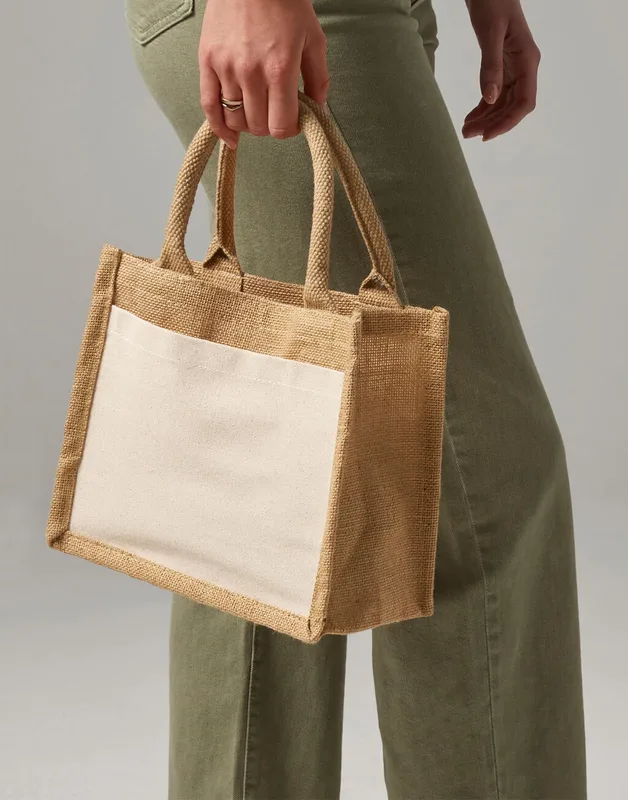 Westford Mill Jute cadeauzakje met katoenen vak