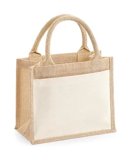 Westford Mill Jute gift bag with cotton pocket in Natural, voorkant