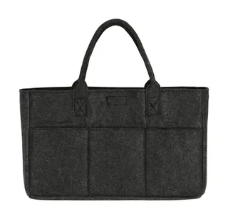 SG Accessories Felt shopper with pocket in Charcoal Melange, voorkant