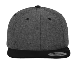 Flexfit Chambray-Suede Snapback in Black/Black, voorkant