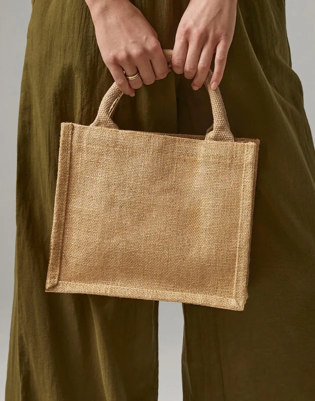 Westford Mill Glanzend jute mini cadeauzakje