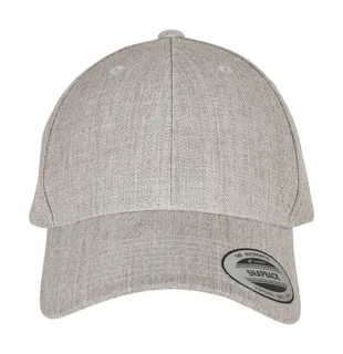 Flexfit Premium snapback with curved peak in Heather Grey, voorkant