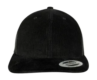 Flexfit Corduroy Retro Trucker in Black, voorkant