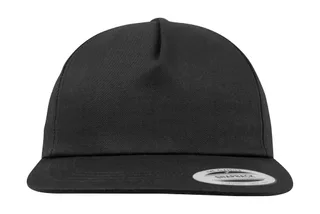 Flexfit Unstructured 5-Panel Snapback in Black, voorkant