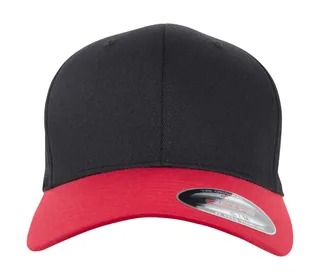 Flexfit Wooly Combed 2-Tone in Black/Red, voorkant