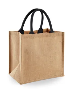 Westford Mill Jute Midi Tote in Natural/Black, voorkant