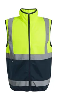 Regatta Professional Pro hi-vis full-zip bodywarmer in Yellow/Navy, voorkant