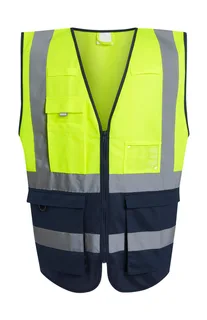 Regatta Professional Pro Hi-Vis Executive Vest in Yellow/Navy, voorkant