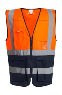 Regatta Professional Pro Hi-Vis Executive Vest in Orange/Navy, voorkant