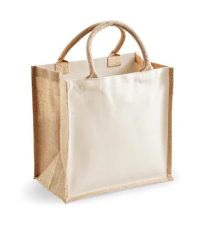 Westford Mill Bedrukbare jute tas, midi in Natural, voorkant