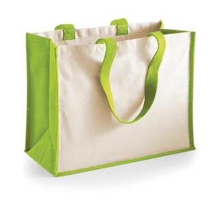 Westford Mill Printers' Jute Classic Shopper in Apple Green, voorkant