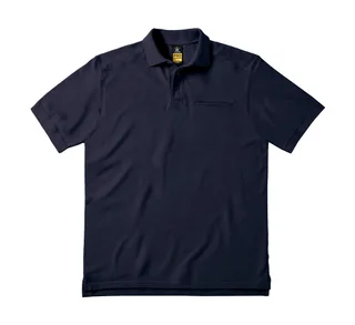 B&C Pro Werkpolo met borstzak in Navy, voorkant