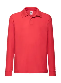 Fruit of the Loom 65/35 Polo met lange mouwen in Red, voorkant