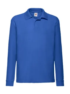 Fruit of the Loom 65/35 Polo met lange mouwen in Royal, voorkant