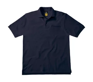B&C Pro Werkpolo met borstzak van mengweefsel in Navy, voorkant