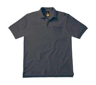 B&C Pro Werkpolo met borstzak van mengweefsel in Dark Grey, voorkant