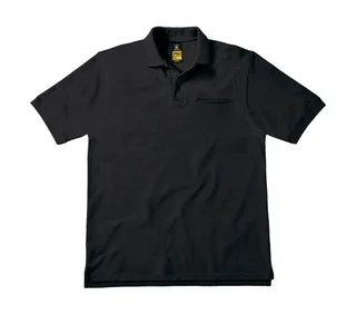 B&C Pro Werkpolo met borstzak van mengweefsel in Black, voorkant