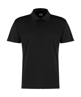 Kustom Kit Regular Fit Cooltex® Plus Micro Mesh Polo in Black, voorkant