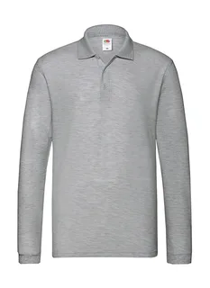 Fruit of the Loom Premium polo met lange mouwen in Athletic Heather, voorkant