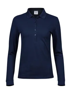 Tee Jays Dames luxe stretch polo met lange mouwen in Navy, voorkant