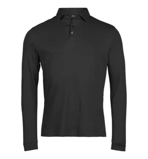 Tee Jays Polo van pimakatoen met lange mouwen in Black, voorkant
