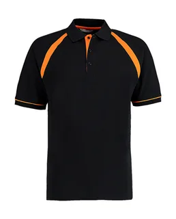 Kustom Kit Classic Fit Oak Hill Polo in Black/Orange, voorkant