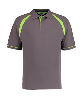 Kustom Kit Classic Fit Oak Hill Polo in Charcoal/Lime, voorkant