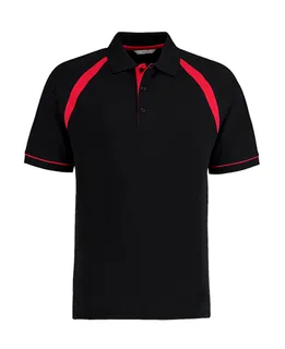 Kustom Kit Classic Fit Oak Hill Polo in Black/Bright Red, voorkant