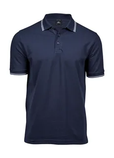 Tee Jays Luxe gestreepte stretch polo in Navy/White, voorkant
