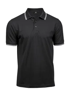 Tee Jays Luxe gestreepte stretch polo in Black/White, voorkant