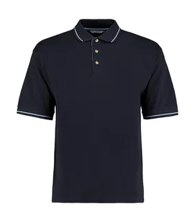 Kustom Kit Men's St. Mellion polo, classic fit in Navy/Light Blue, voorkant