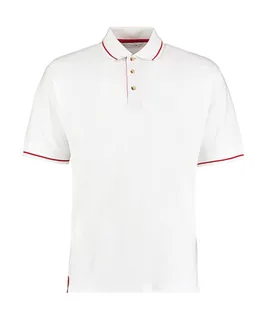 Kustom Kit Men's St. Mellion polo, classic fit in White/Bright Red, voorkant
