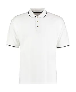 Kustom Kit Men's St. Mellion polo, classic fit in White/Navy, voorkant