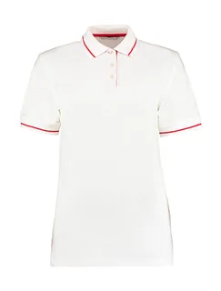 Kustom Kit Dames St. Mellion polo in White/Red, voorkant