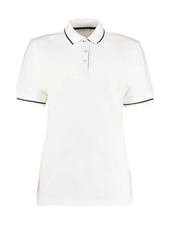 Kustom Kit Dames St. Mellion polo in White/Navy, voorkant