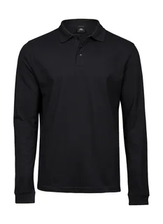 Tee Jays Luxe stretch polo met lange mouwen in Black, voorkant