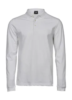 Tee Jays Luxe stretch polo met lange mouwen in White, voorkant