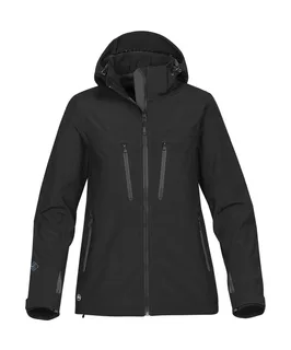 Stormtech Women's Patrol softshell jacket in Black/Carbon, voorkant