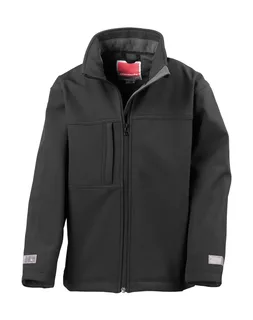 Result Kinder klassiek softshell jack in Black, voorkant