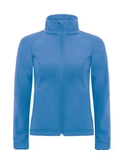 B&C Women's hooded softshell jacket in Azure, voorkant