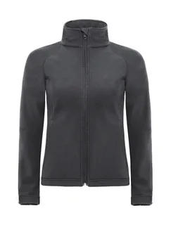 B&C Women's hooded softshell jacket in Dark Grey, voorkant