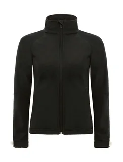 B&C Women's hooded softshell jacket in Black, voorkant