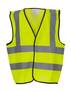 Yoko Kinder fluohesje met 2 banden en bretelbies in Fluo Yellow, voorkant