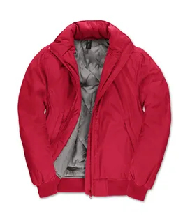 B&C Dames Crew bomberjack in Red/Warm Grey, voorkant